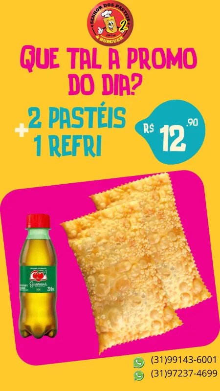 02 PASTEIS + 01 REFRI MINI 200ML
