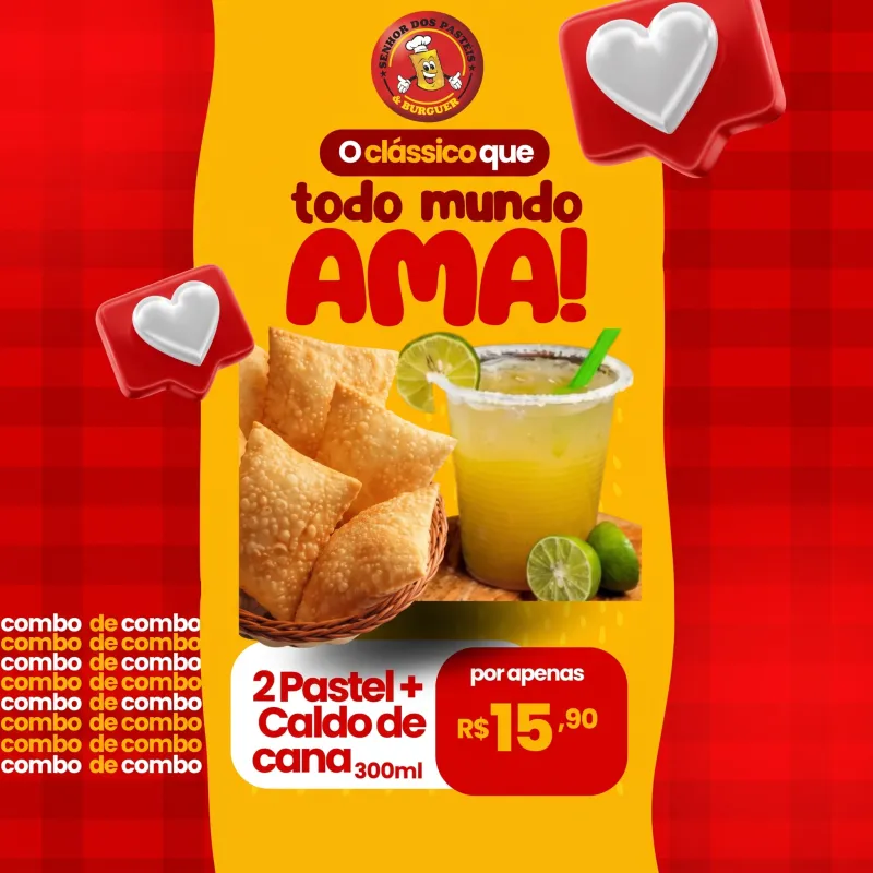 02 PASTEIS + 01 CALDO CANA 300ML